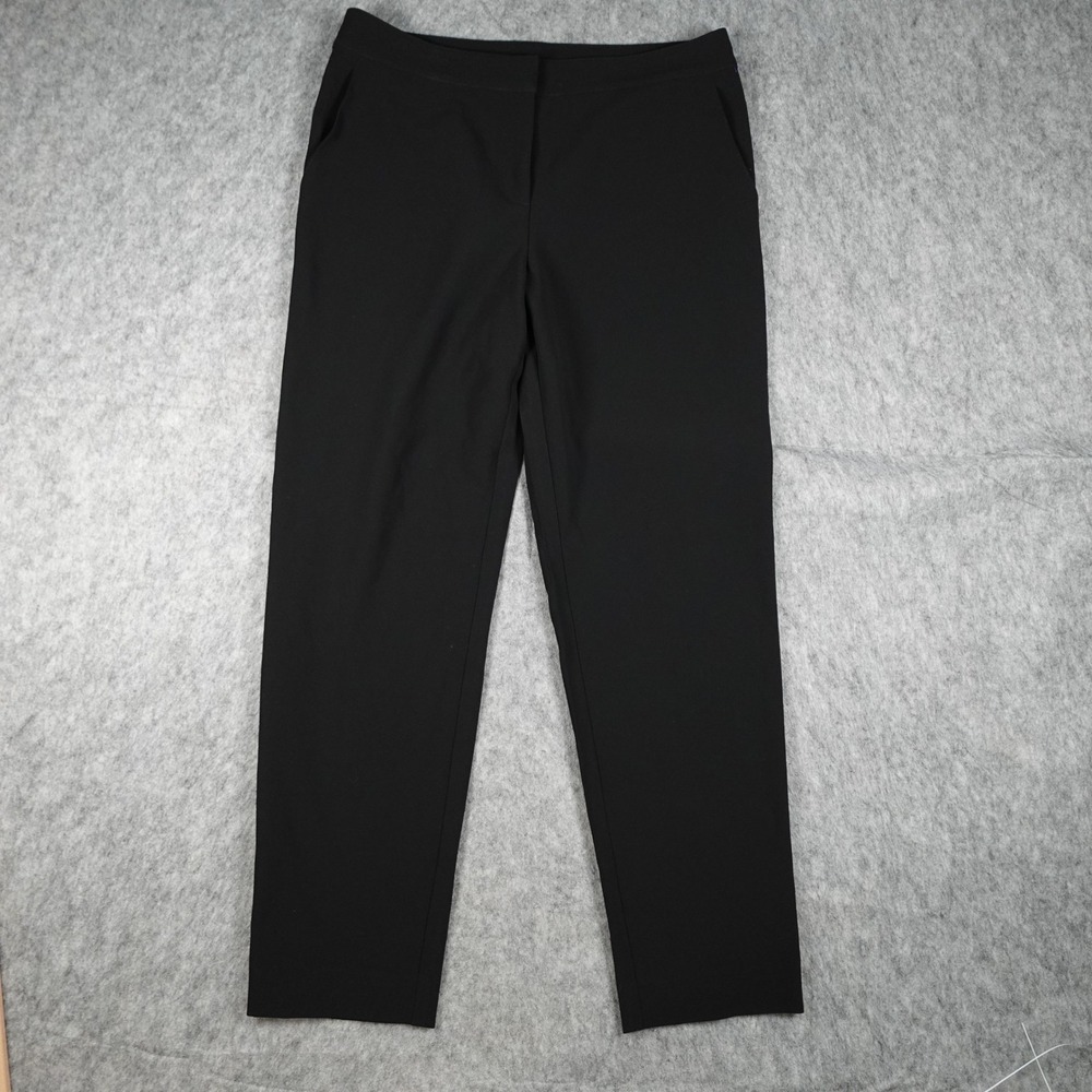 St John Caviar Pant Women 8 Black Straight Leg Tapered Ankle Dress Work Luxe